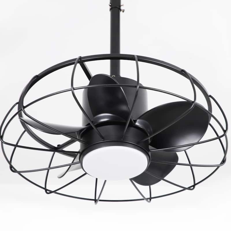20" Indoor/Outdoor Black Industrial Plug-In Ceiling Fan w/Light