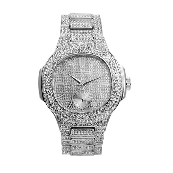 Bling-ed Out Oblong Case Metal Mens Watch - Rappers Favorite Hip Hop Bling Bling Watch - 8475. Opens flyout.