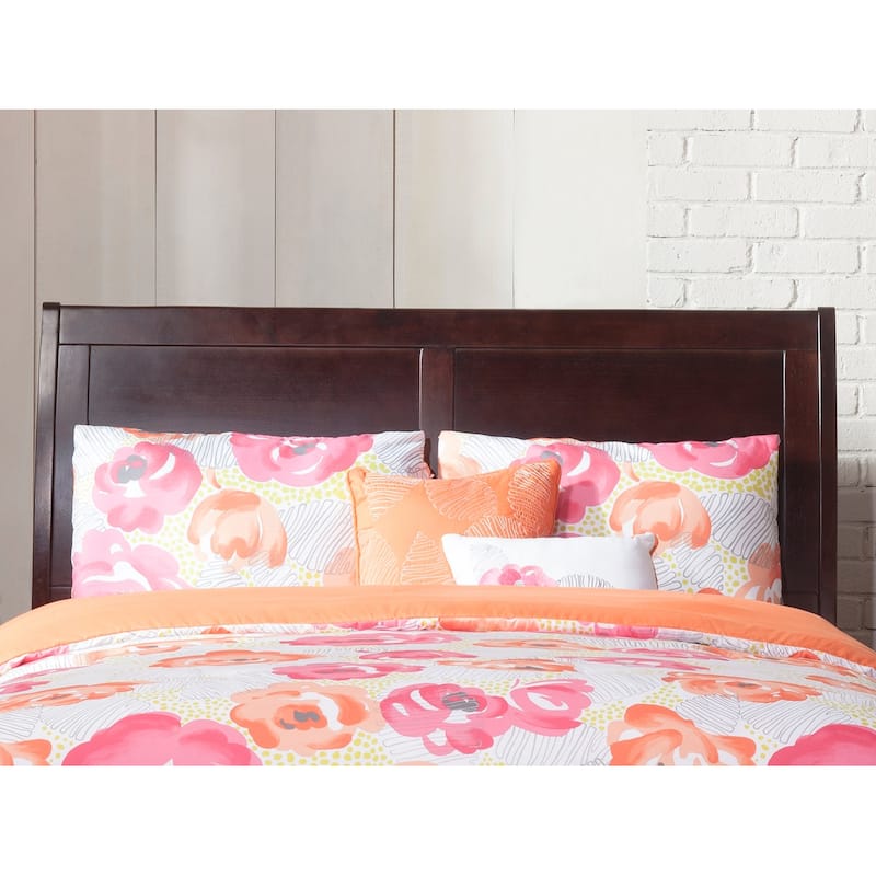 Portland Full Wood Platform Bed with Matching Footboard in Espresso