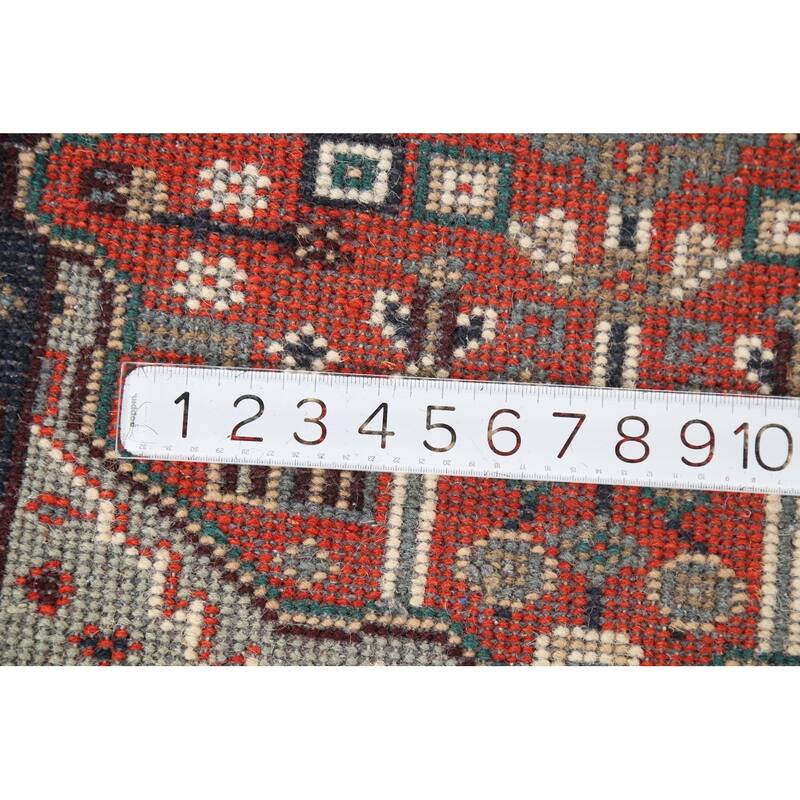 Orange Geometric Kazak Indian Accent Rug Hand-Knotted Wool Carpet - 2'0"x 3'0"