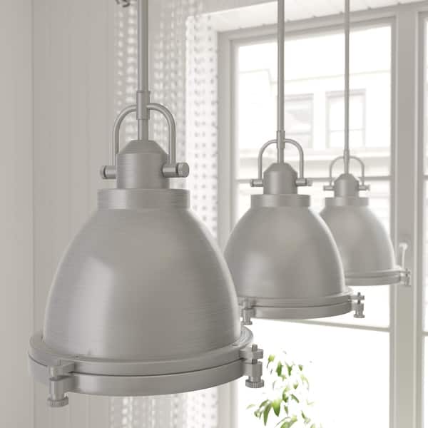 slide 2 of 17, Hunter Bridgemoor 12" 1 Light Pendant - Kitchen Island, Dining room - Industrial, Farmhouse Brushed Nickel
