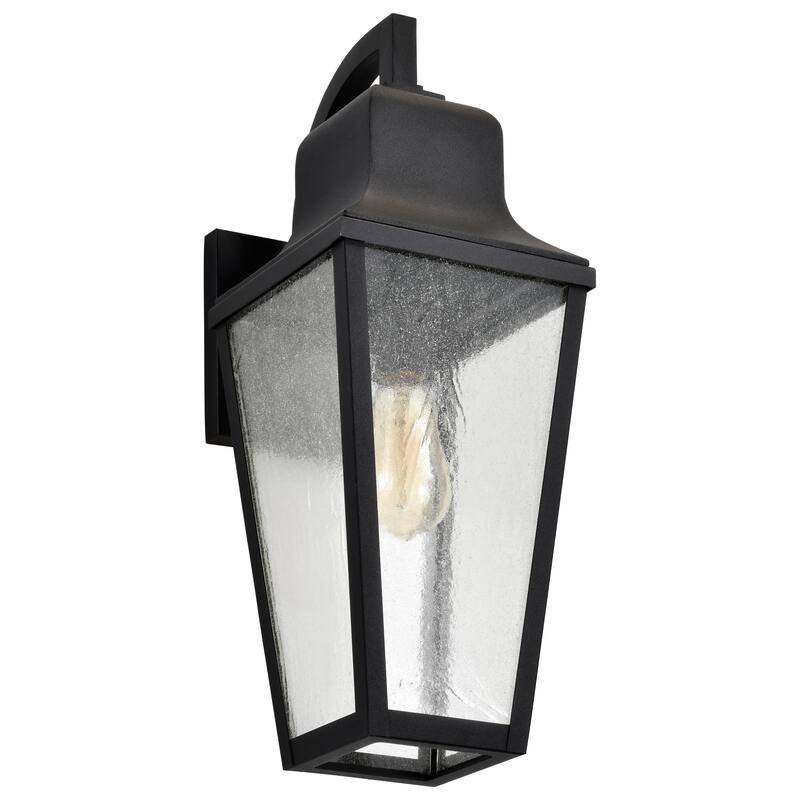 Lawrence 1 Light Large Wall Lantern Matte Black with Clear Seeded Glass
