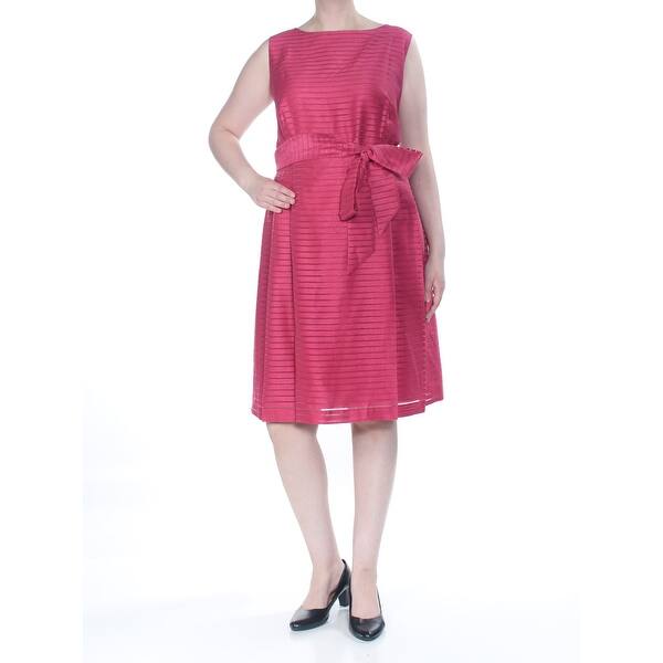 Shop Anne Klein Womens Red Front Tie Striped Sleeveless Boat Neck