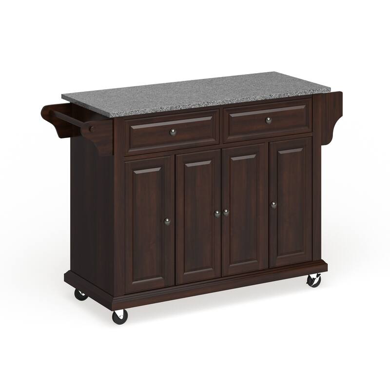 Crosley Full Size Granite Top Vintage Mahogany Kitchen Cart - 18"d x 51.5"w x 36"h