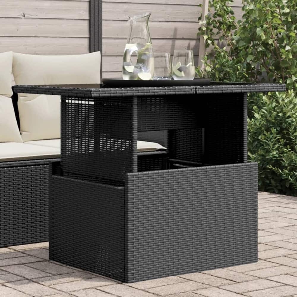 vidaXL Patio Table Rectangular Backyard Garden Poly Rattan and Acacia Wood - 39.4 x 21.7 x 28.7 in
