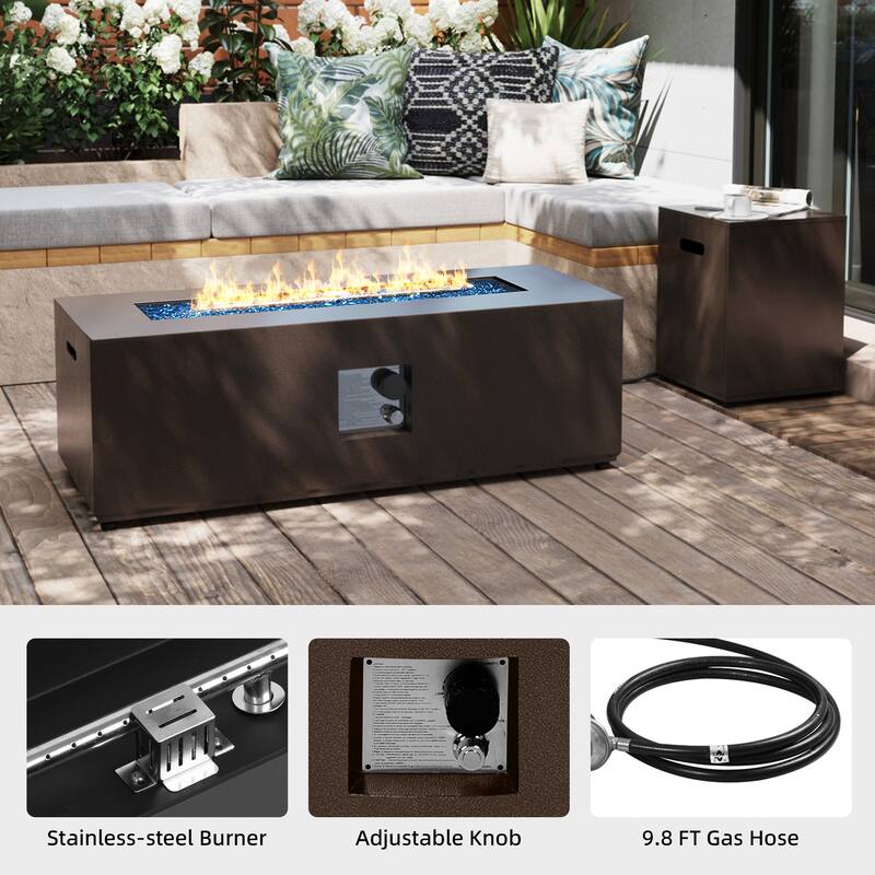 Patio Watcher 42-in W 50000-BTU Iron Propane Gas Fire Pit Table with Tank Cover