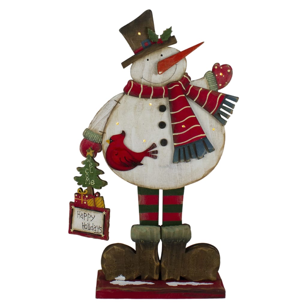 17.5" LED Lighted Happy Holidays Snowman Christmas Welcome Sign