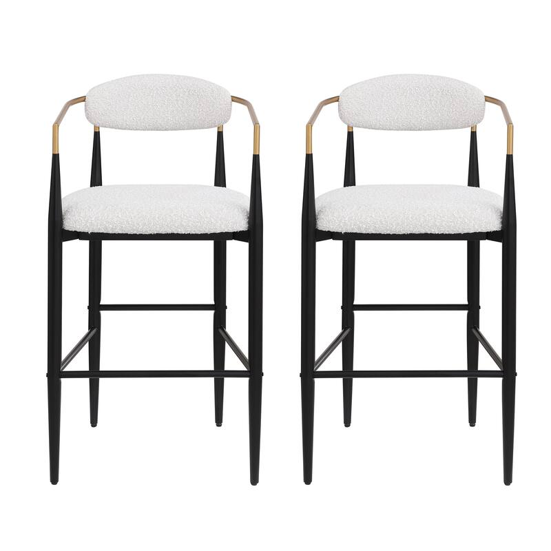 Bar stools Set of 2, Counter Height Upholstered Bar Stools with Backs and Iron Legs for Kitchen Island - Beige2