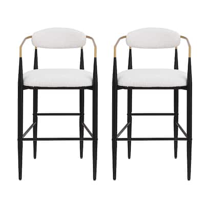 Barstools Set Of 2,Upholstered Bar Stools With Backs And Iron Legs