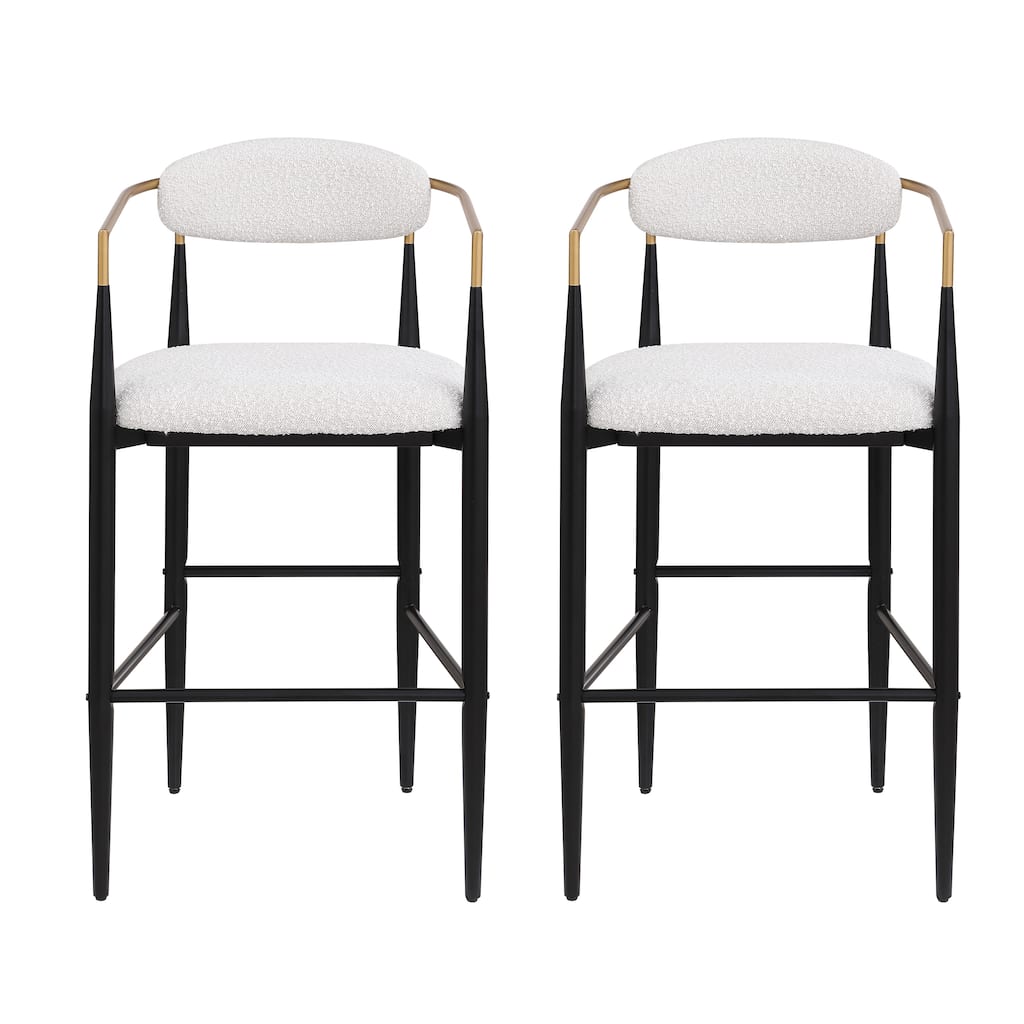 Barstools Set Of 2,Upholstered Bar Stools With Backs And Iron Legs
