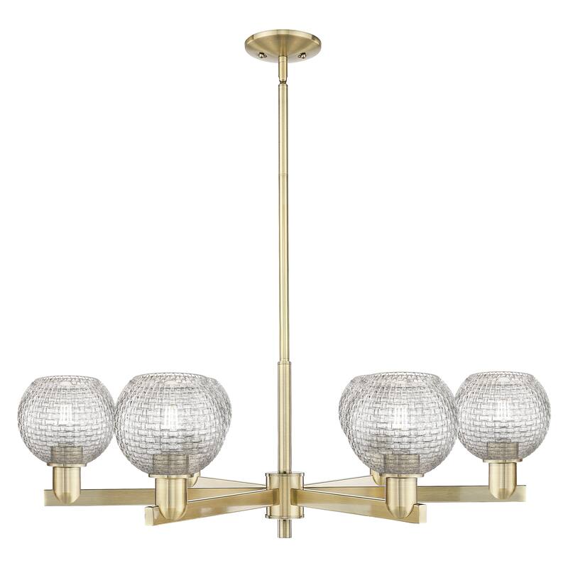 Innovations Lighting Endless Possibilities Arcadia - Athens - 6 Light 36" Basketweave Stem Hung Chandelier - Antique Brass
