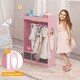 preview thumbnail 13 of 13, Costume RackOpen Hanging Armoire Closet with Mirror-PINK