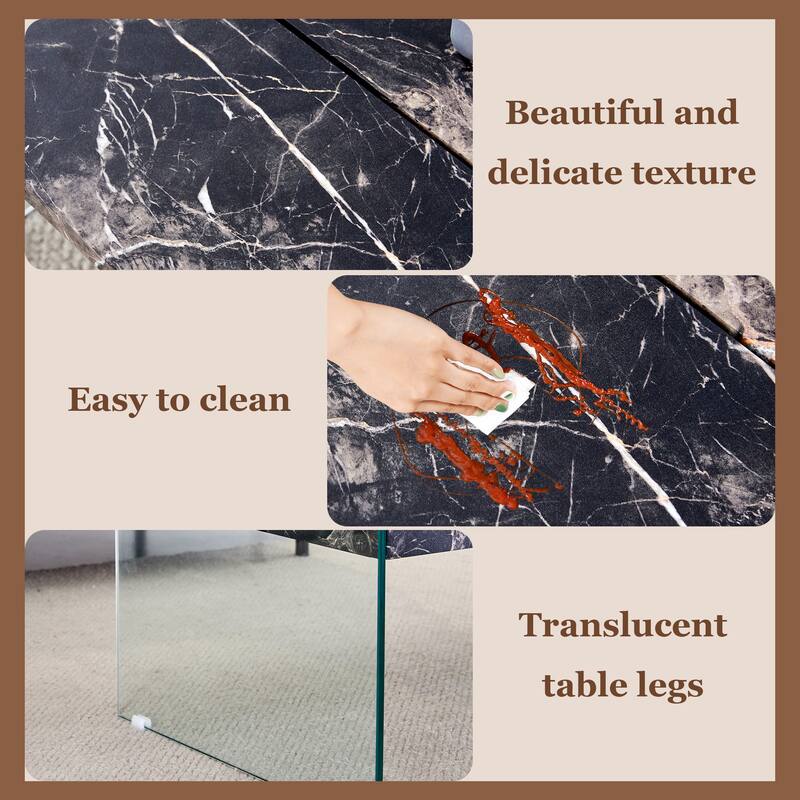Multifunctional Lift-Top Coffee Table with Tempered Glass Legs, Rectangular Living Room Table 2-Tier Center Table