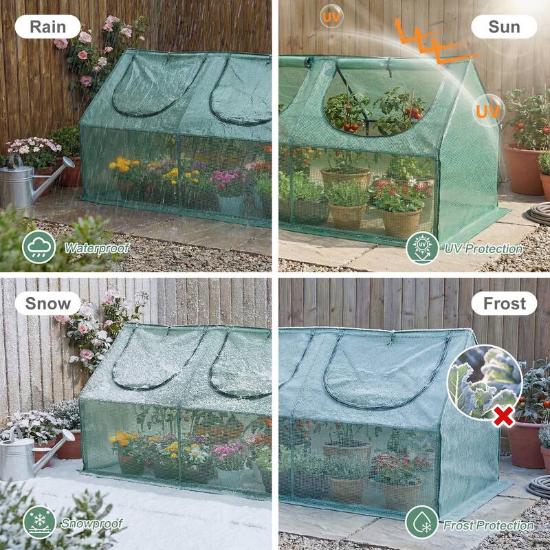 Aoodor Mini Greenhouse with 2 Zipper Doors,