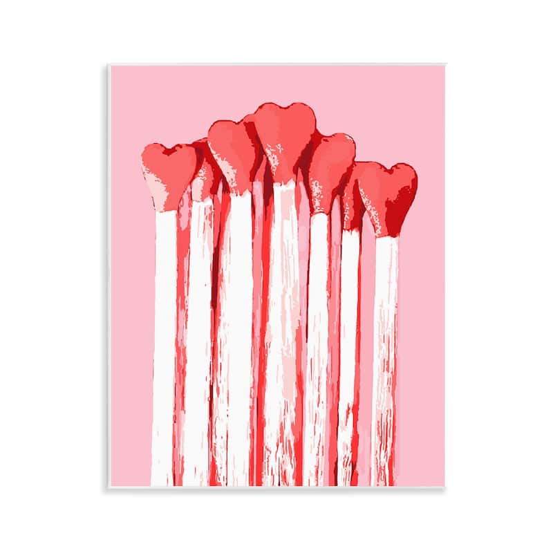 Stupell Pastel Pink Heart Matches Wall Plaque Art Design By Lil' Rue - 11 x 14
