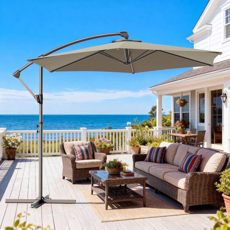 Outdoor 10FT Patio Offset umbrella for Garden - Taupe