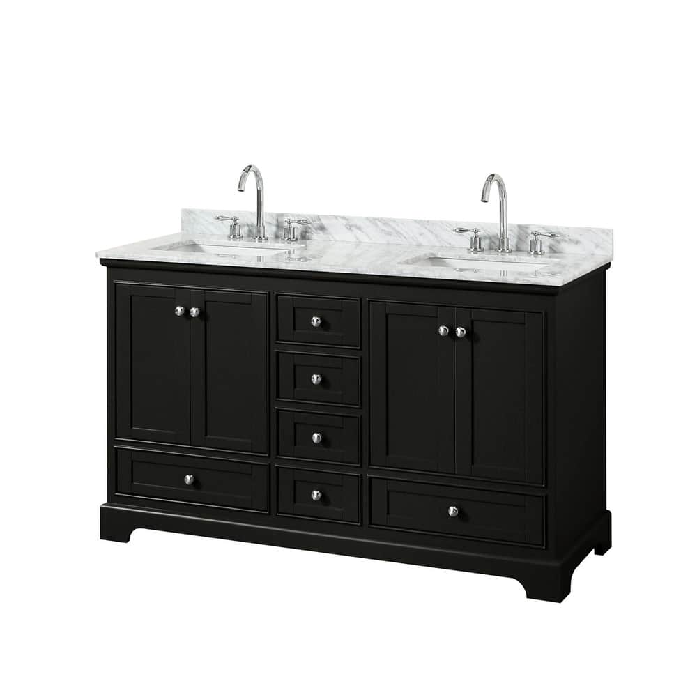 Wyndham Collection Deborah 60" Free Standing Double Vanity Set with