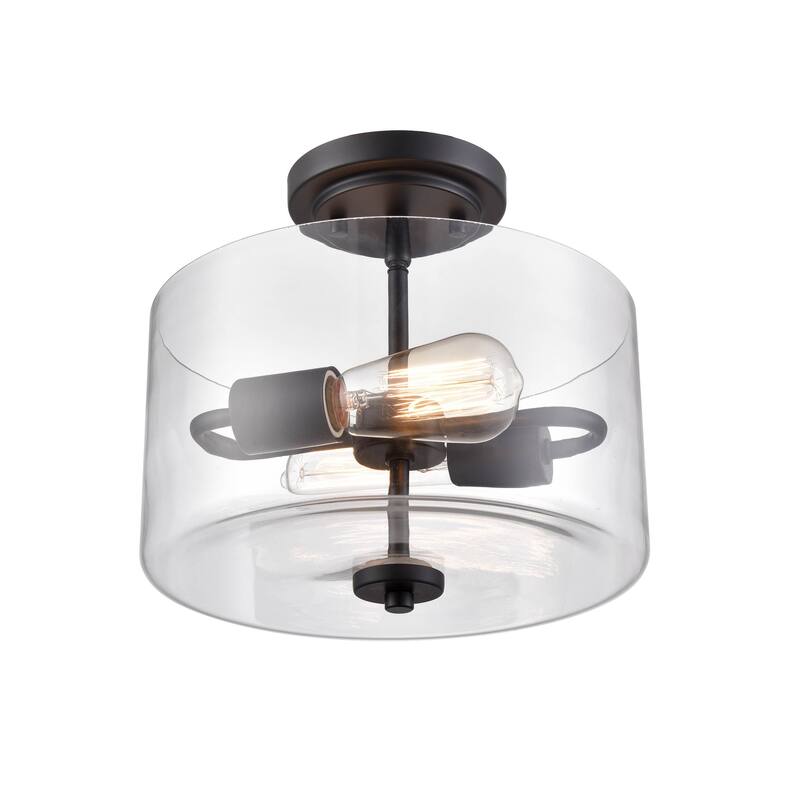 Millennium Lighting Verlana 2 Light Semi-Flush Mount Fixture in Multiple Finishes with Clear Glass Shades