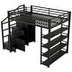 preview thumbnail 5 of 11, Full Size Metal Loft Bed with Storage Shelves & Cabinets, Space-Saving Heavy Duty Loft Bed Frame with Wardrobe & Staircase