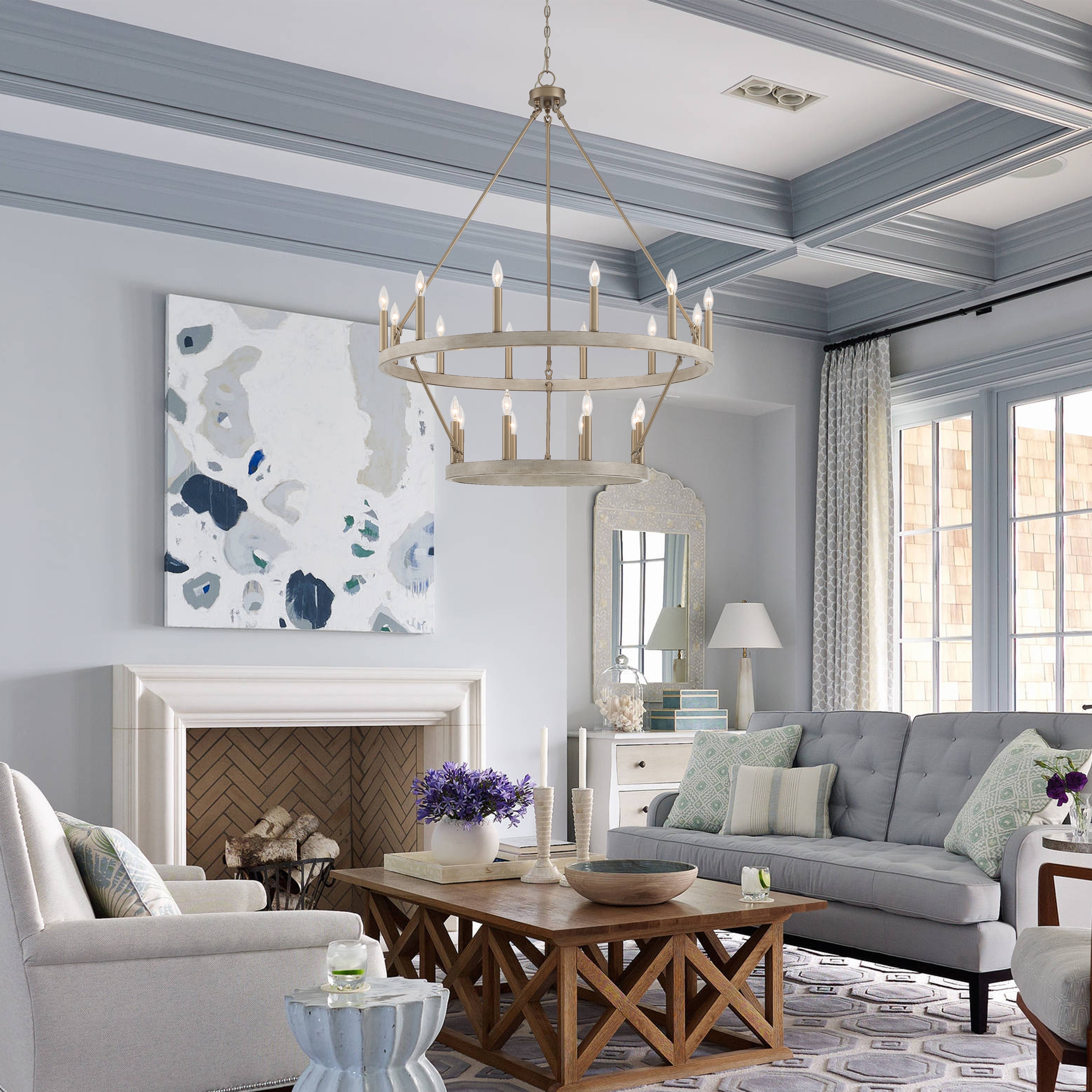 The Gray Barn Highclere Farmhouse 20 light Wagon Wheel Chandelier 40 x40 x 47.83 Bed Bath Beyond 30033763