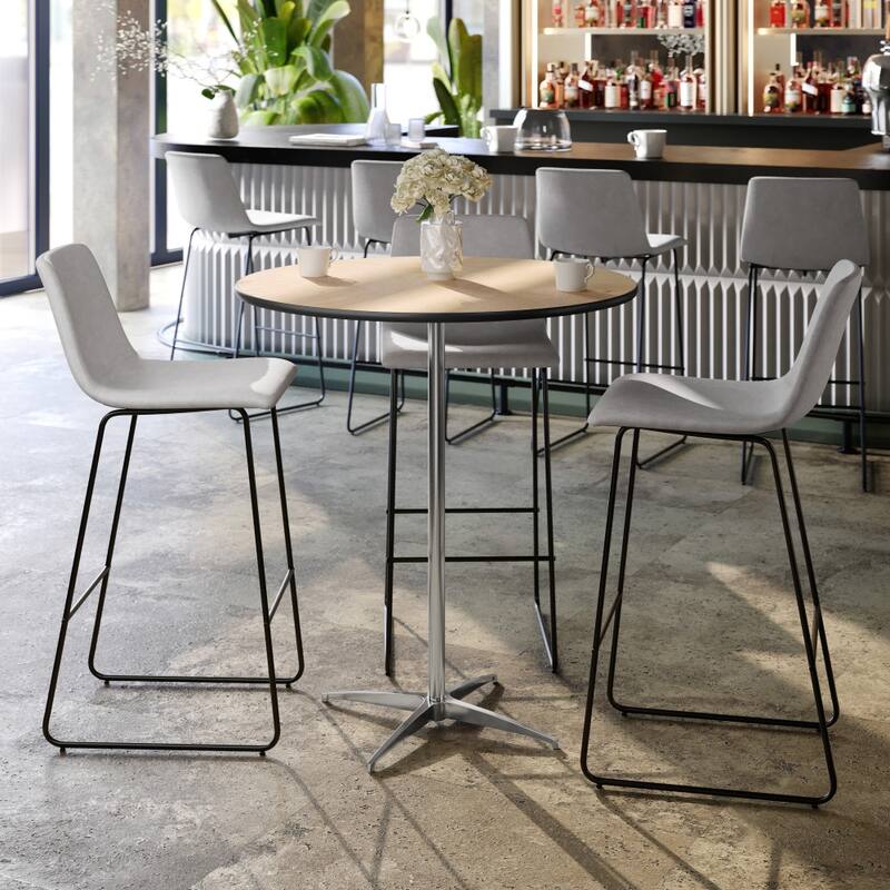 36" Round Wood Cocktail Table with 30" and 42" Columns - 36"D x 36"W x 30" - 42"H