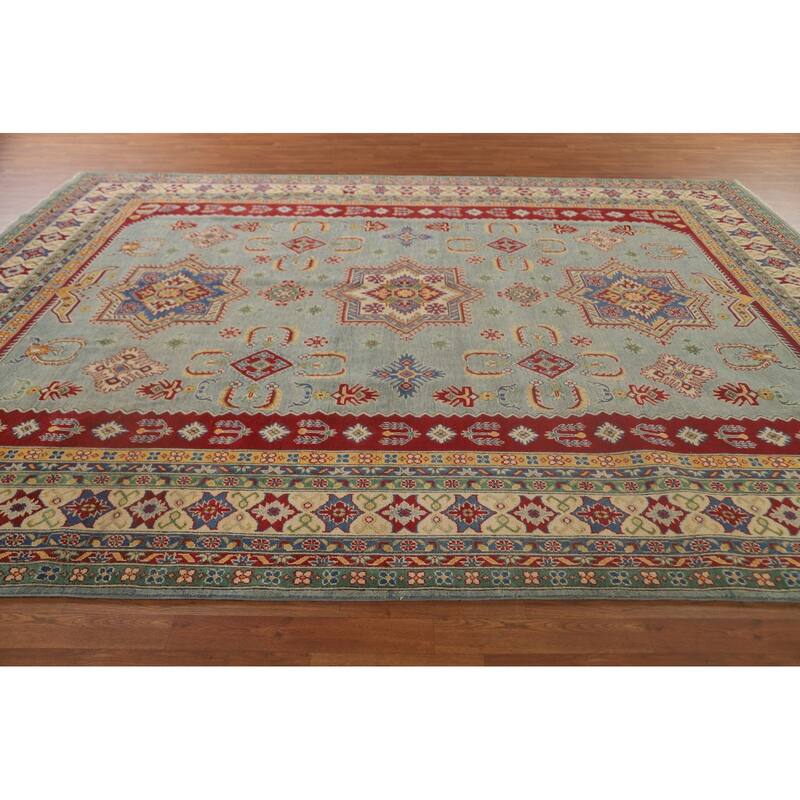Light Blue Kazak Oriental Rug Hand-Knotted Living Room Wool Carpet - 9'9"x 12'8"