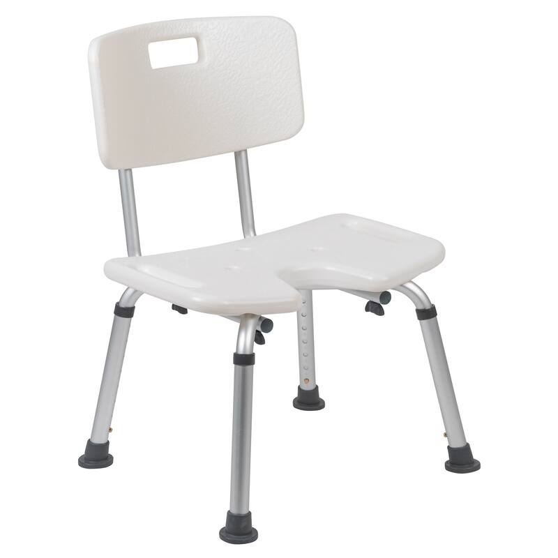 Tool-Free 300 Lb. Capacity, U-Shaped Adjustable White Bath & Shower Chair