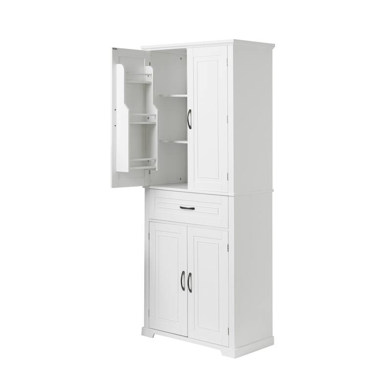 GDFStudio - Marcus Tall Freestanding Bathroom Cabinet with Ample Shelving and Adjustable Storage