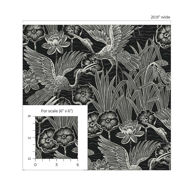 Seabrook Designs Marsh Cranes Nonwoven Unpasted Wallpaper