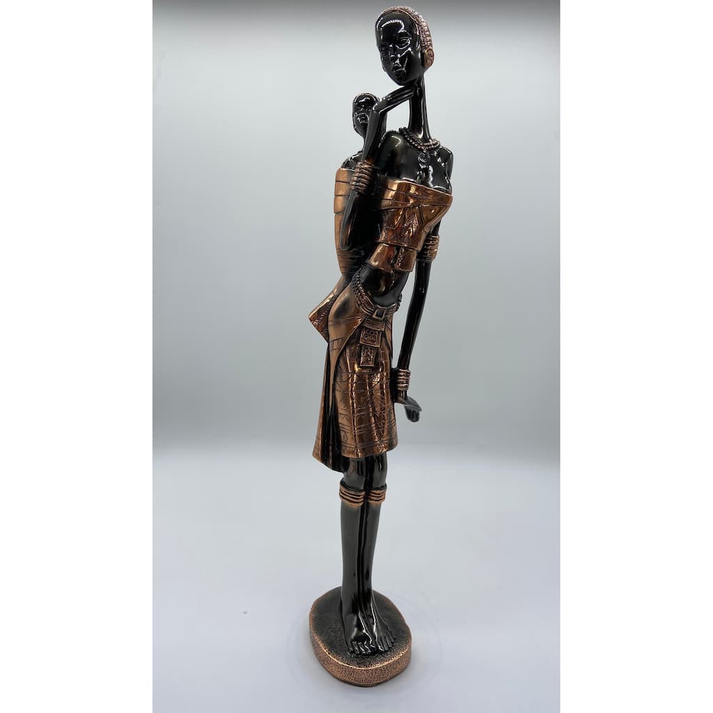 African Ethnic Tribal Mother and Child 20" Sculpture