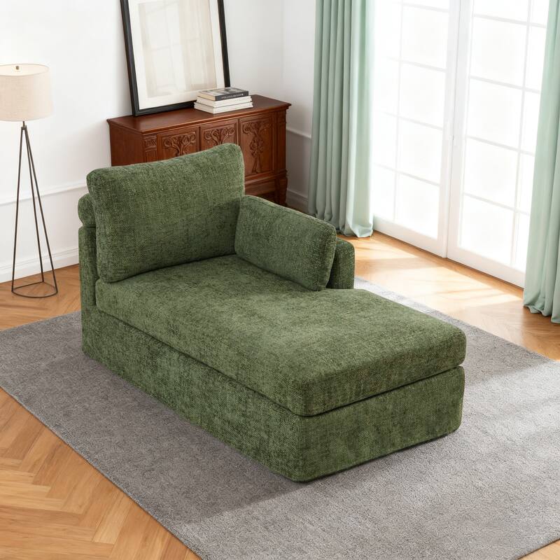 63.4"W Chenille Combination Sofa,Sofa Bed with Cushions & Metal Legs