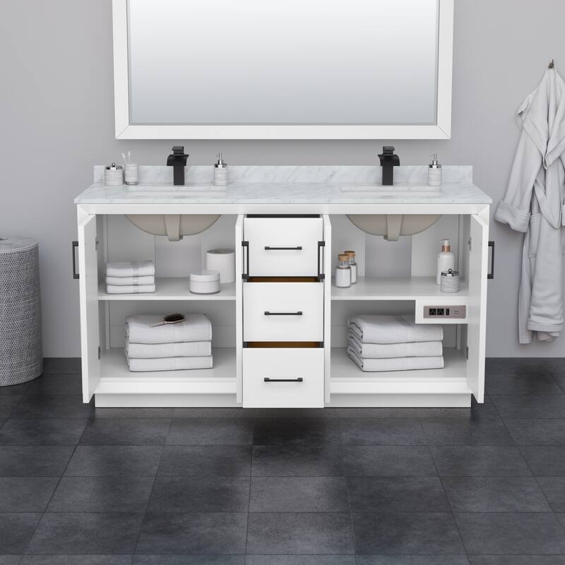 Strada 66-inch Double Vanity, Quartz Top