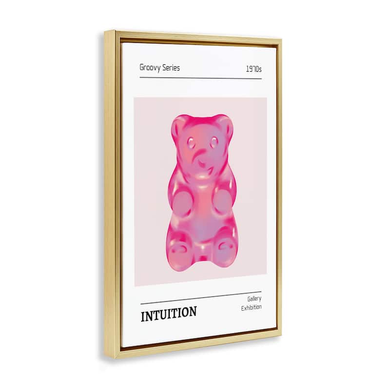 Stupell Intuition Phrase Candy Bear Framed Floater Canvas Wall Art Design By LSR Design Studio