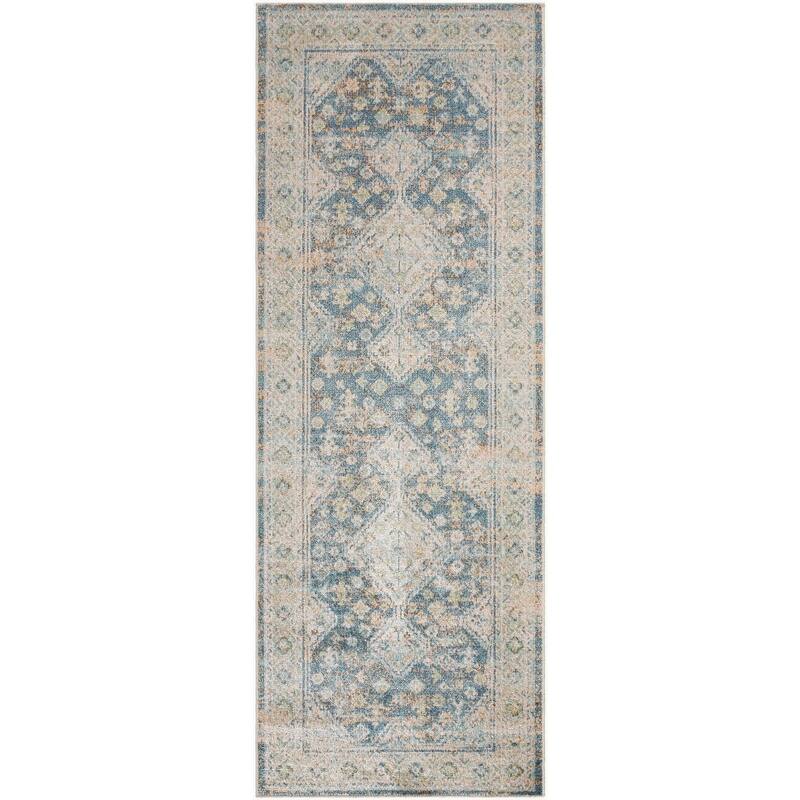 Livabliss Transitional Lillian Medallion Washable Area Rug - 2'7" x 7'3" - Blue/Beige