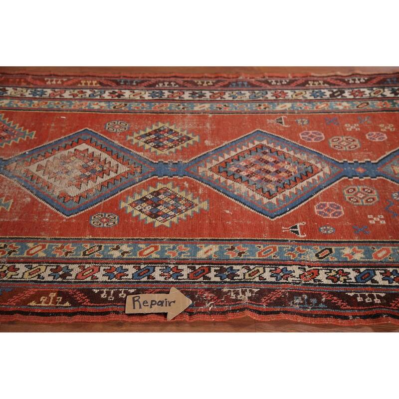 Red Antique Heriz Bakhshayesh Persian Runner Rug Handmade Wool Carpet - 3'3"x 15'8"