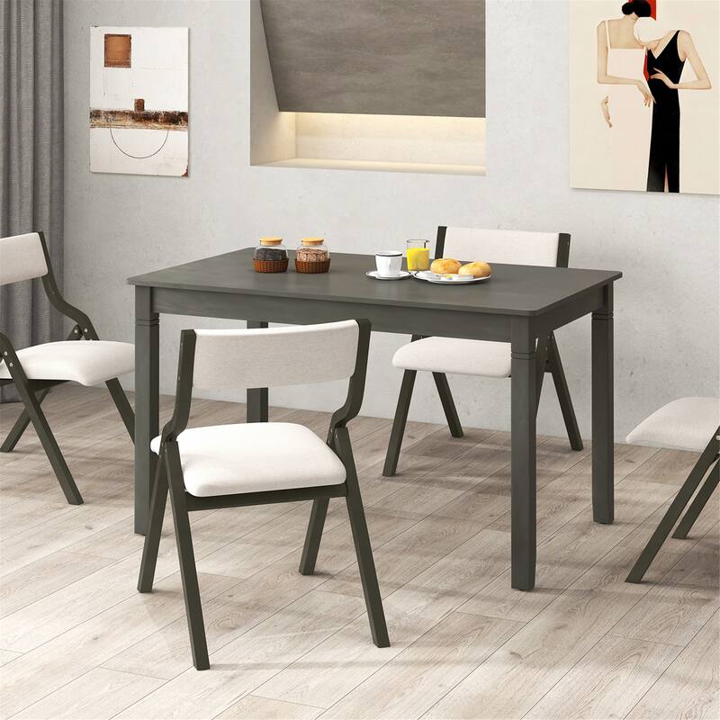 Gymax 48'' Wooden Dining Table for 4 People w/ Rubber Wood Legs