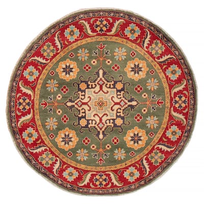 ECARPETGALLERY Hand-knotted Uzbek Ghazni Green Wool Rug - 5'0 x 5'0