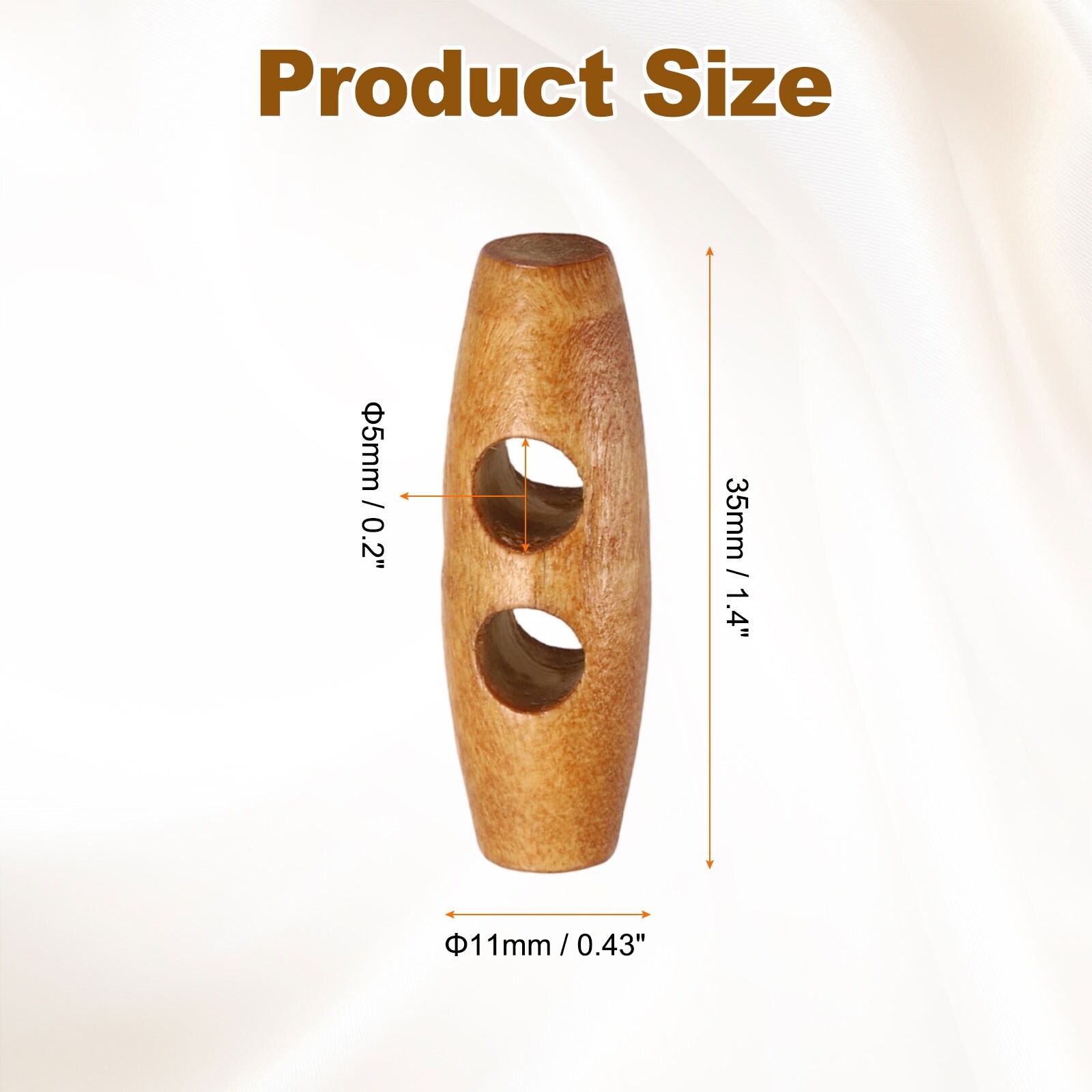 Wooden Toggle Buttons Double Hole Wood Olive Horn Sewing Buttons for Coat Sweaters Clothing DIY