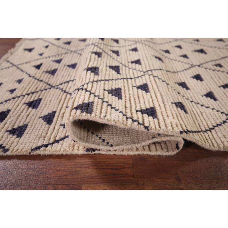 Modern Geometric Moroccan Oriental Accent Rug Hand-Knotted Wool Carpet - 2'10"x 5'3"