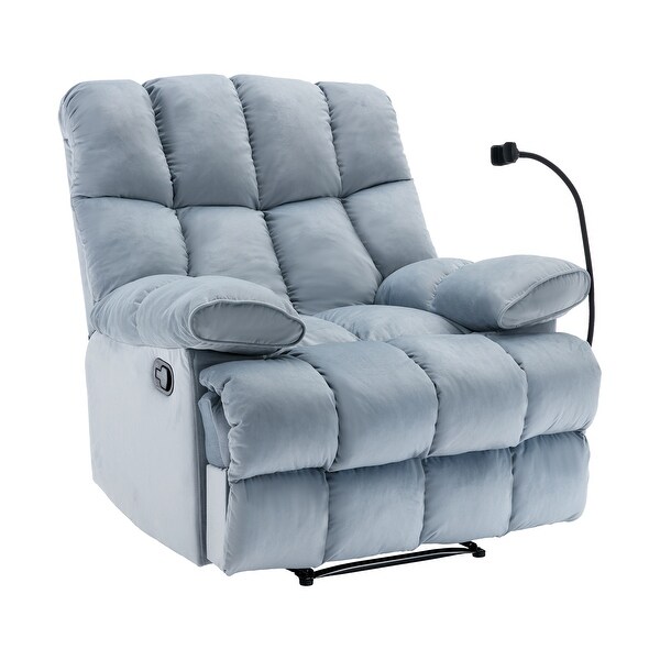 39.4 in. Big and Tall Dutch Velvet Stylish Manual Recliner for