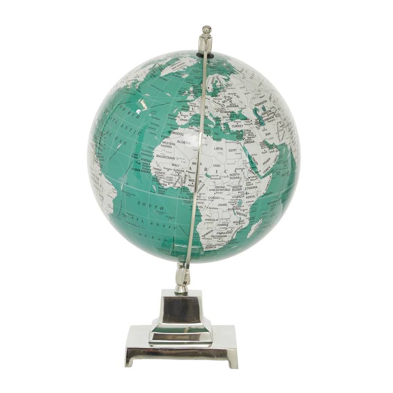 Aluminum Metal Globe - Teal - Roche River Decor - 12"W x 12"L x 18"H
