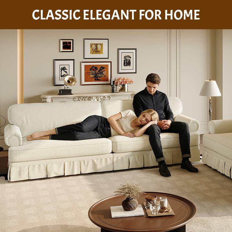 Luxury 3-Seater Cloud Couch with Chenille Fabric, Extra Deep Seat & Mid-Century Design for Apartment or Office