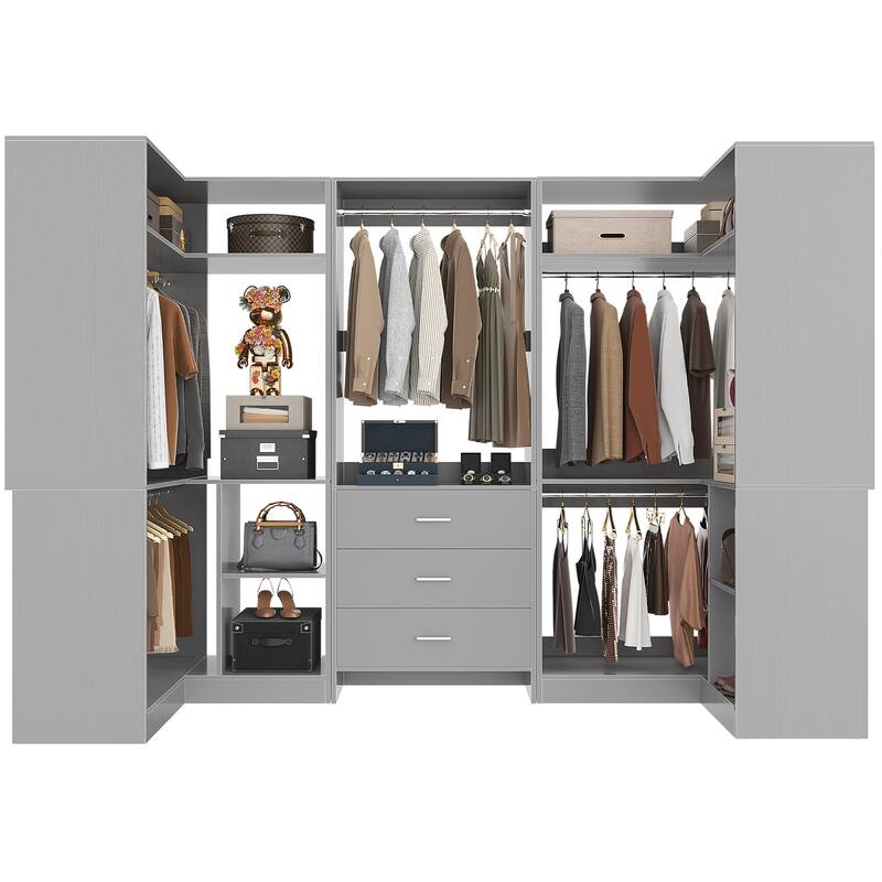 Cimly Set of 3 Closet Organizer with Drawers, U Shaped Freestanding Closet System