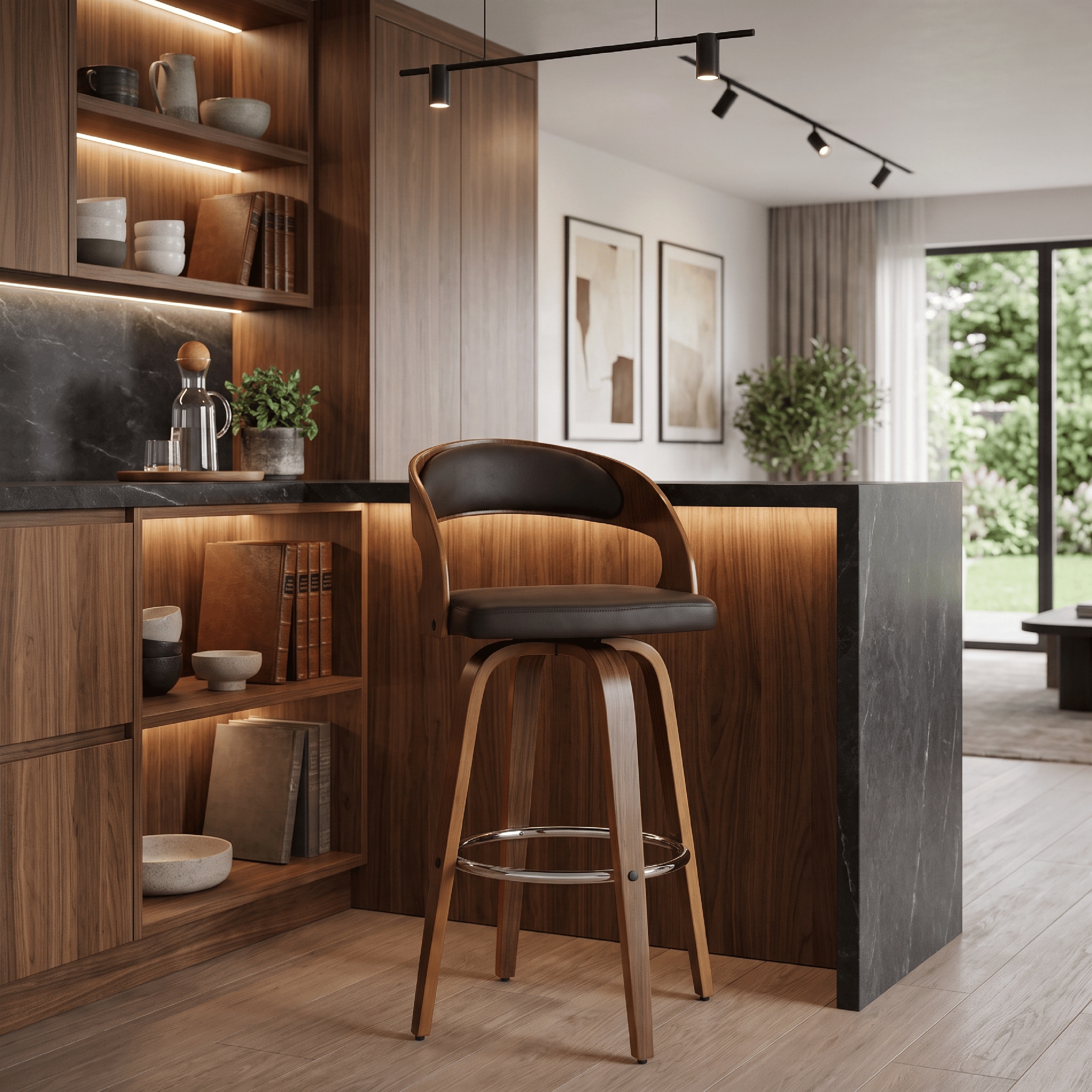 Armen Living Shelly Mid-Century Swivel Bar Stool
