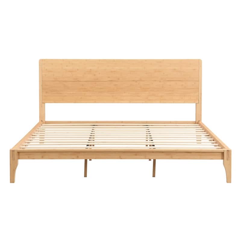Mid-Century Modern Full/Queen/King Size 12 Inch Bamboo Wood Platform Bed