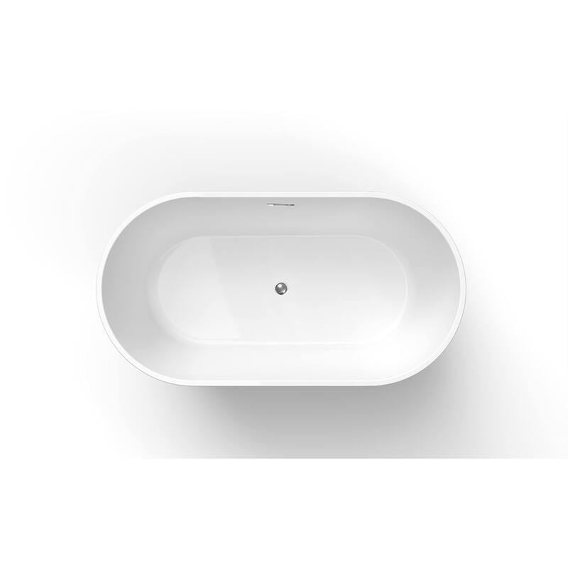 67" Freestanding Acrylic Streamline Stand Alone Soaking Bathtubs with Overflow and Drain