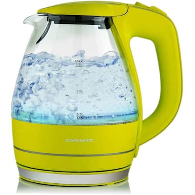 Ovente Electric Glass Kettle 1.5 Liter with Filter, Green KG83G