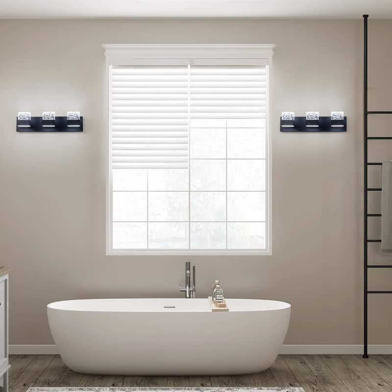 Modern Black Textured Glass LED Bathroom Vanity Light