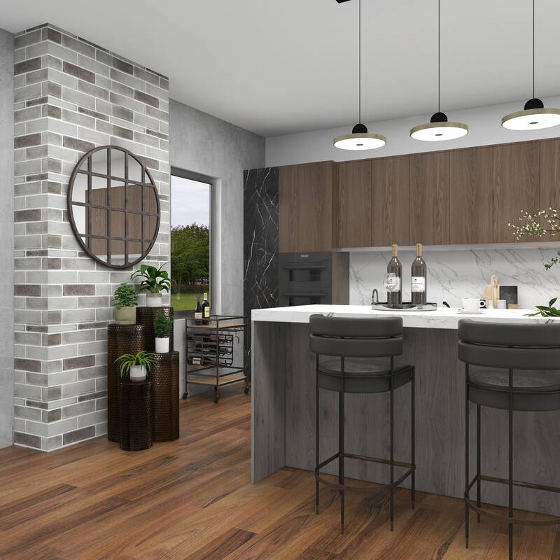 Brown Metal Pillar Style Pedestal Table with Hammered Design (Set of 4)