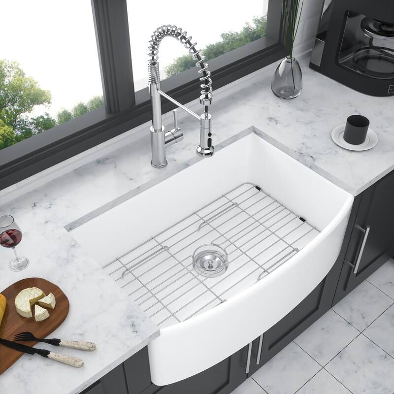 33 inch Kitchen Sink Arch Edge Apron Front Single Bowl Farm Kitchen Sinks